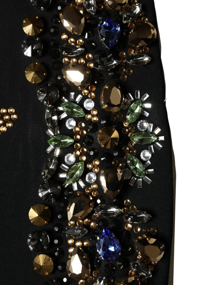 Dolce &amp; Gabbana Sample Sale | Dolce &amp; Gabbana Black Sleeveless Floral Bead Embellishments Dress - | Designer outlet