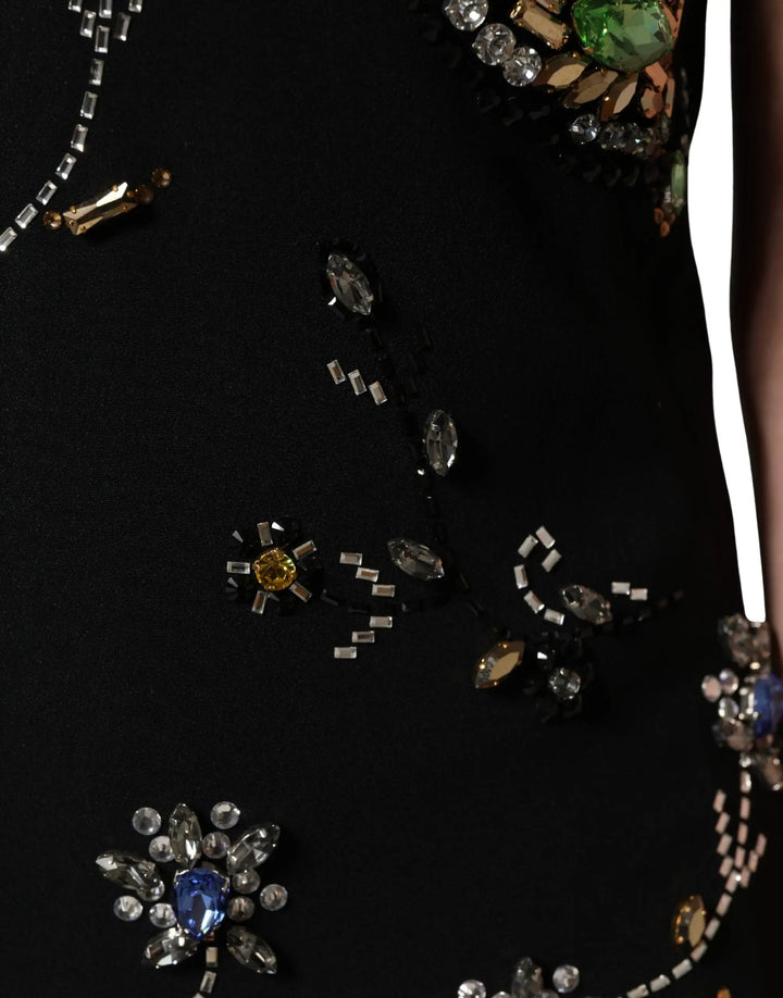 Dolce &amp; Gabbana Sample Sale | Dolce &amp; Gabbana Black Sleeveless Floral Bead Embellishments Dress - | Designer outlet