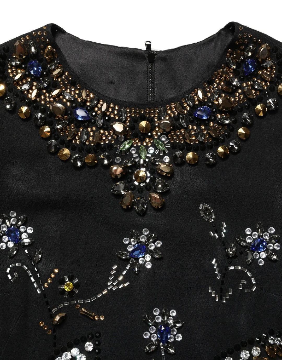 Dolce &amp; Gabbana Sample Sale | Dolce &amp; Gabbana Black Sleeveless Floral Bead Embellishments Dress - | Designer outlet