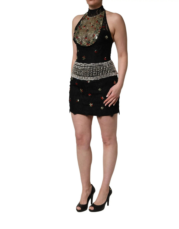 Dolce &amp; Gabbana Sample Sale | Dolce &amp; Gabbana Black Sequin Embellished Sheath Mini Dress - | Designer outlet