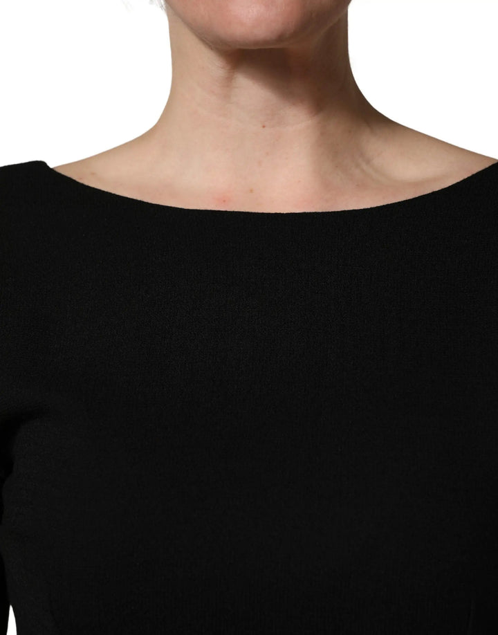 Dolce &amp; Gabbana Sample Sale | Dolce &amp; Gabbana Black Wool Crepe Long Sleeves Midi Dress - | Designer outlet