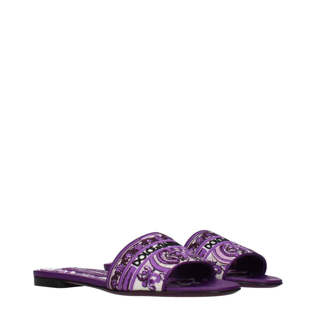 Dolce &amp; Gabbana Purple Fabric Slippers