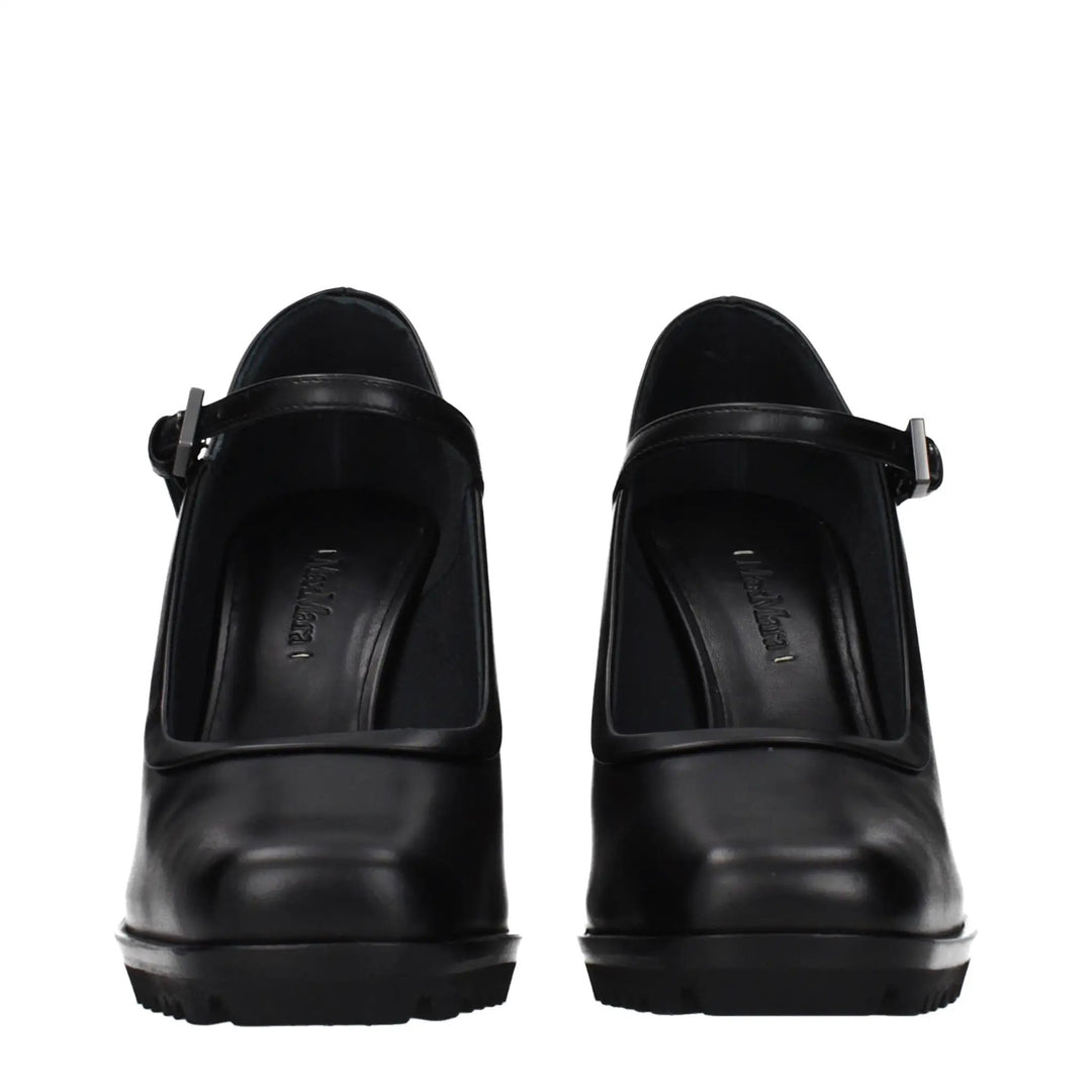 Max Mara Black Leather High Heel Pumps