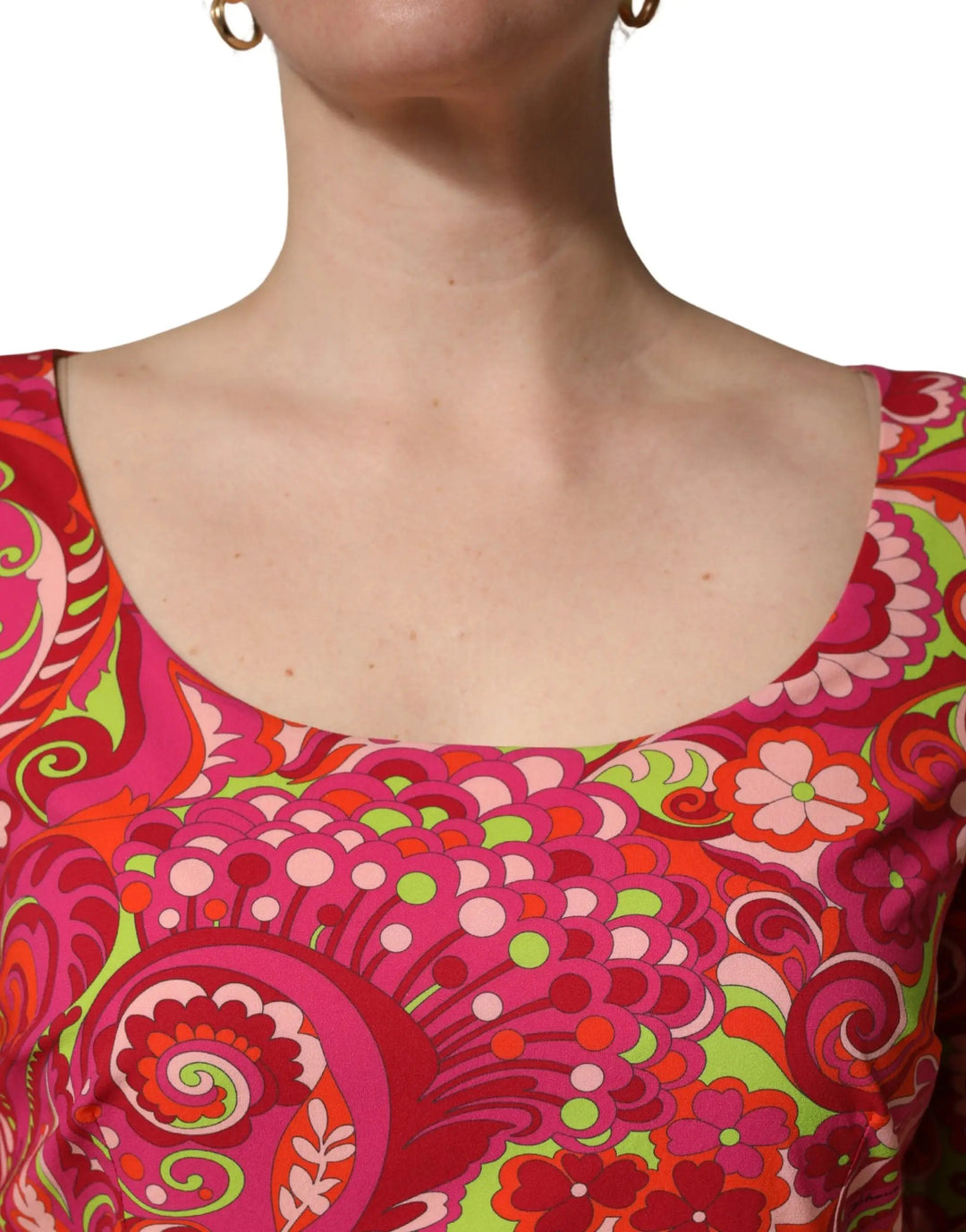 Dolce &amp; Gabbana Sample Sale | Dolce &amp; Gabbana Red Paisley Floral Print Sheath Midi Dress - | Designer outlet