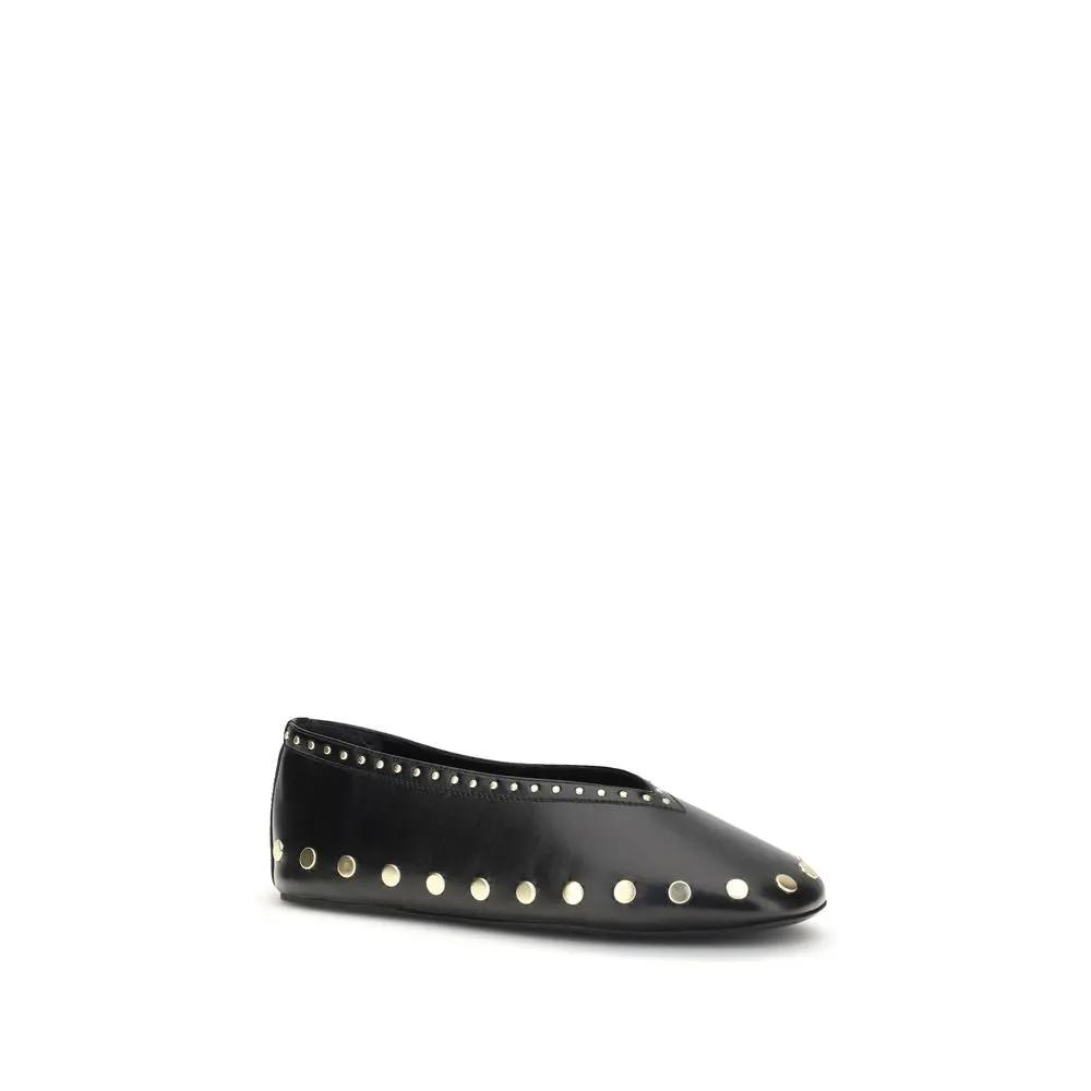 Ganni Sample Sale | Ganni Black Polyurethane Ballet Flats - | Designer outlet