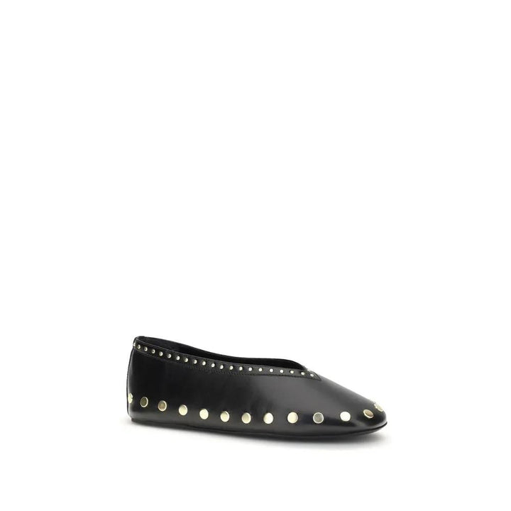 Ganni Sample Sale | Ganni Black Polyurethane Ballet Flats - | Designer outlet