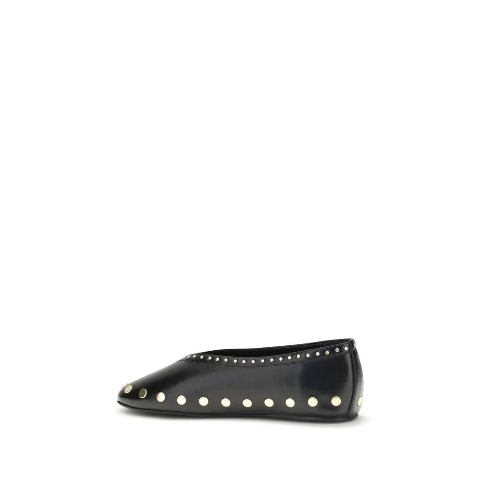 Ganni Sample Sale | Ganni Black Polyurethane Ballet Flats - | Designer outlet