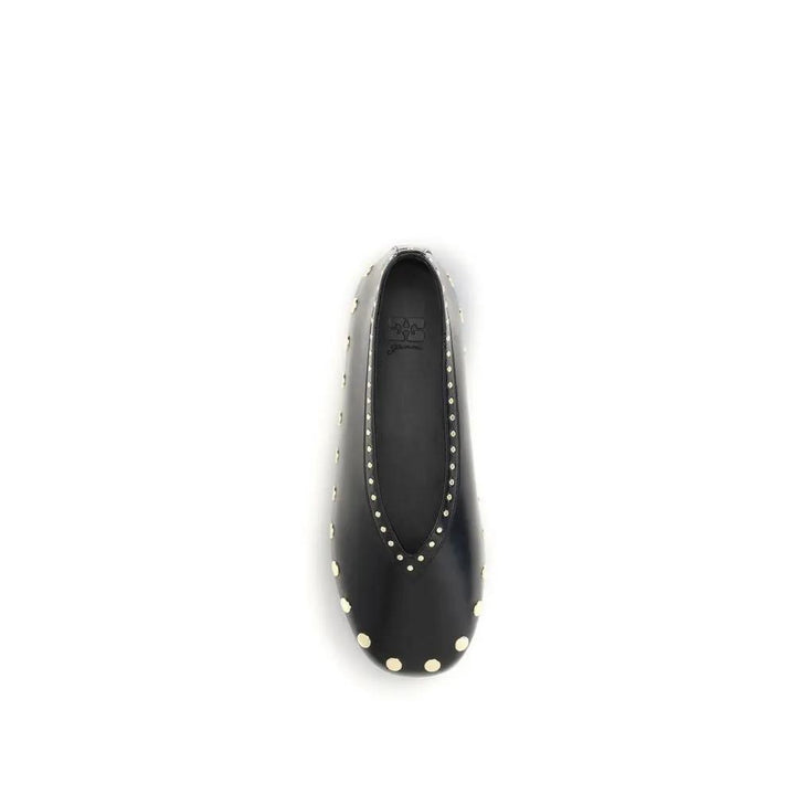 Ganni Sample Sale | Ganni Black Polyurethane Ballet Flats - | Designer outlet