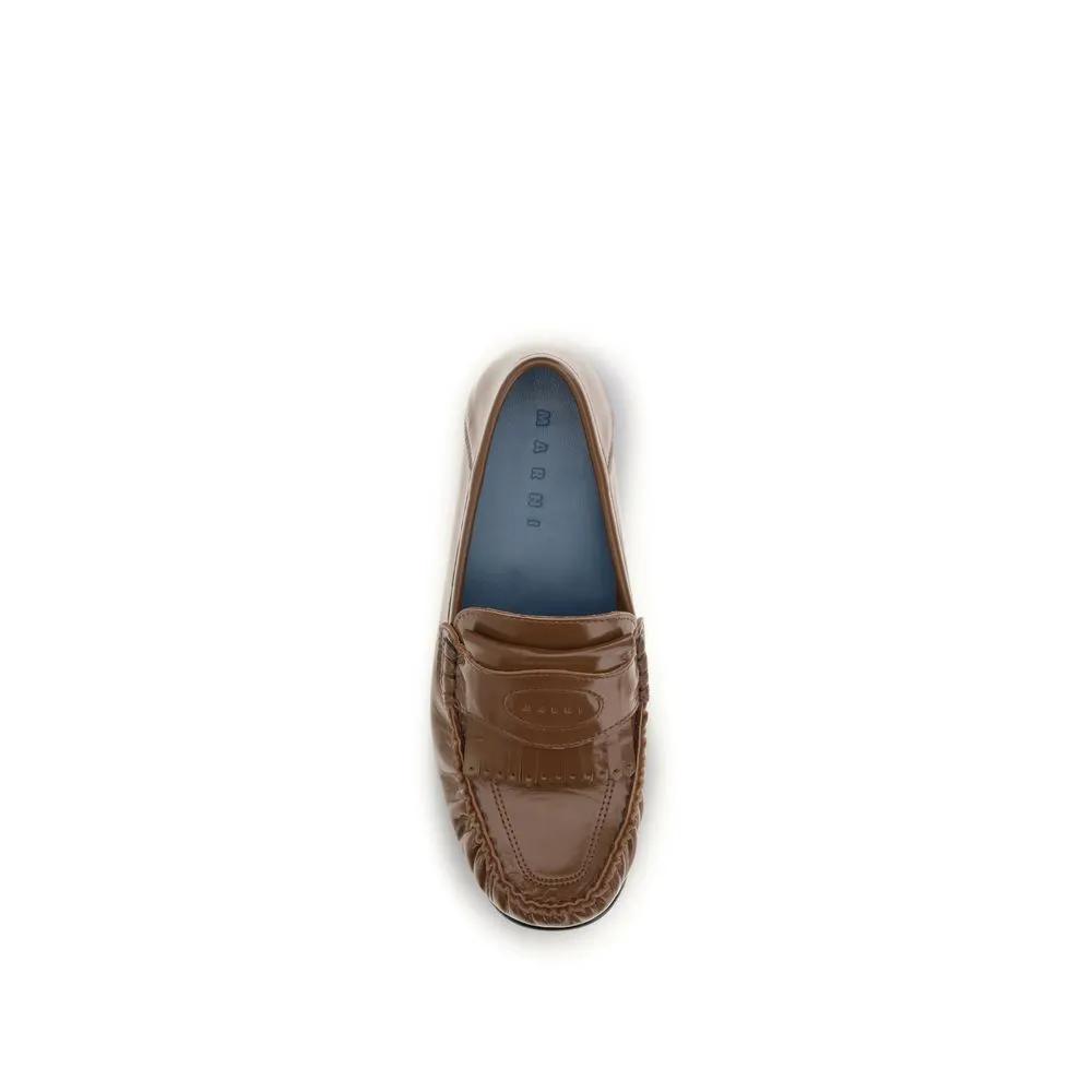 Marni Sample Sale | Marni Brown Lamb Ovis Aries Aries Slip-On Loafers - | Designer outlet