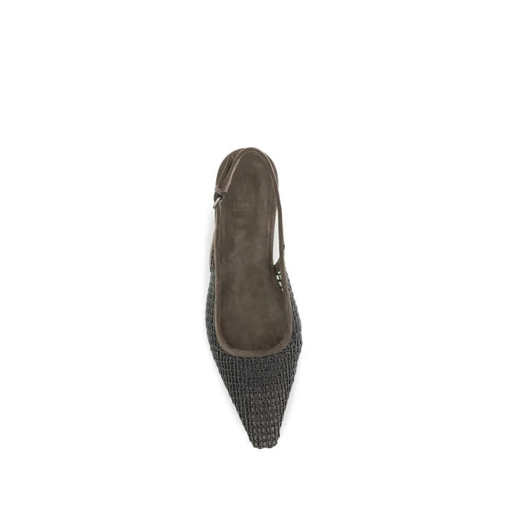 Brunello Cucinelli Sample Sale | Brunello Cucinelli Brown Calf Leather Bos Taurus Ballet Flats - | Designer outlet
