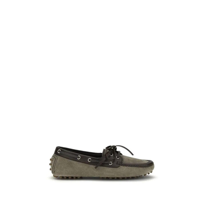 Brunello Cucinelli Sample Sale | Brunello Cucinelli Gray Calf Leather Bos Taurus Slip-On Loafers - | Designer outlet