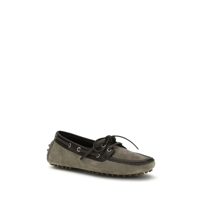 Brunello Cucinelli Sample Sale | Brunello Cucinelli Gray Calf Leather Bos Taurus Slip-On Loafers - | Designer outlet