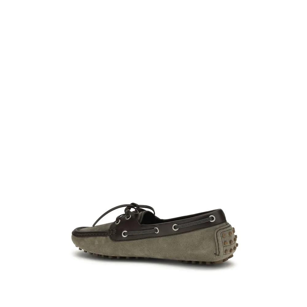 Brunello Cucinelli Sample Sale | Brunello Cucinelli Gray Calf Leather Bos Taurus Slip-On Loafers - | Designer outlet