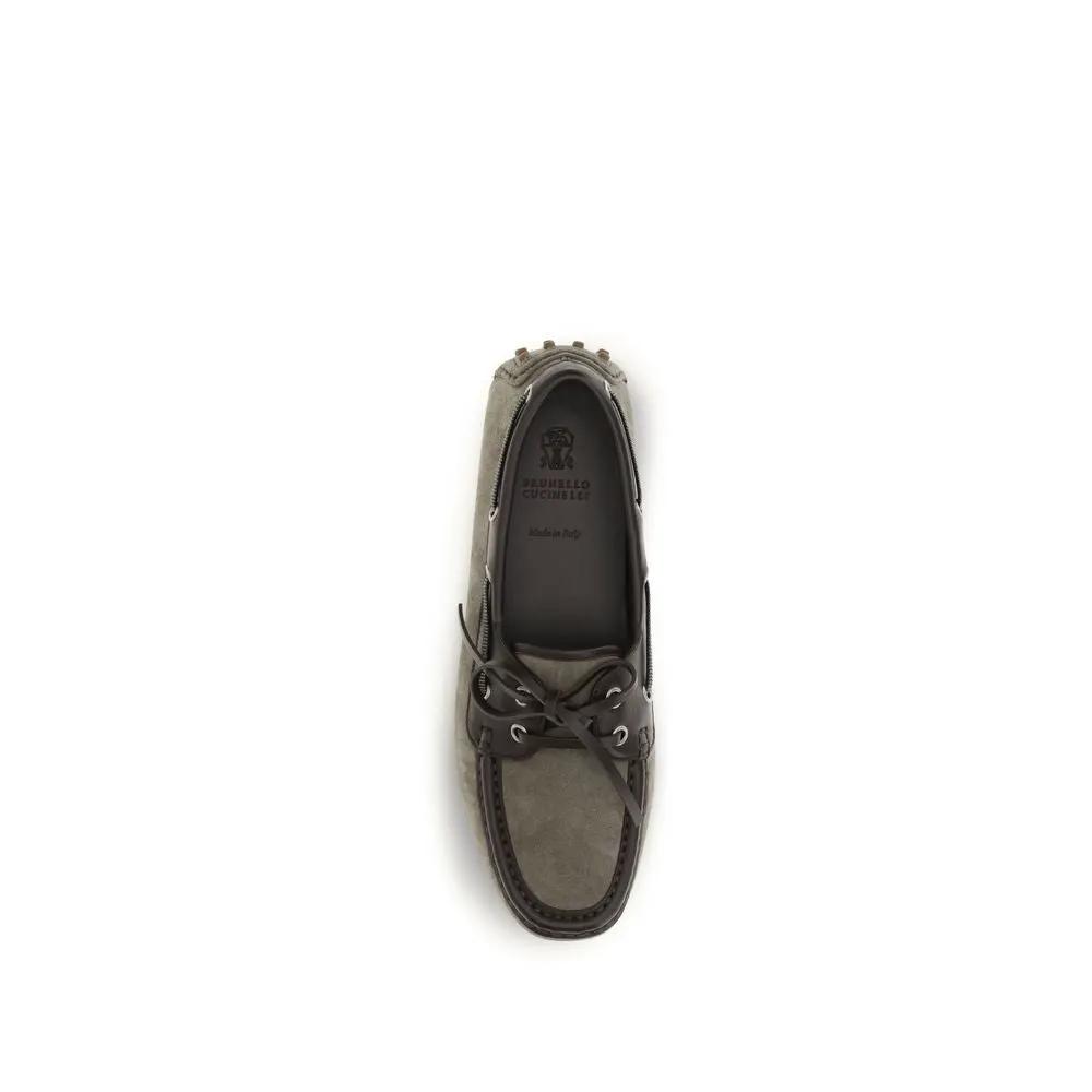 Brunello Cucinelli Sample Sale | Brunello Cucinelli Gray Calf Leather Bos Taurus Slip-On Loafers - | Designer outlet
