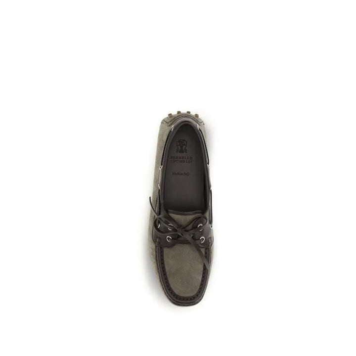 Brunello Cucinelli Sample Sale | Brunello Cucinelli Gray Calf Leather Bos Taurus Slip-On Loafers - | Designer outlet