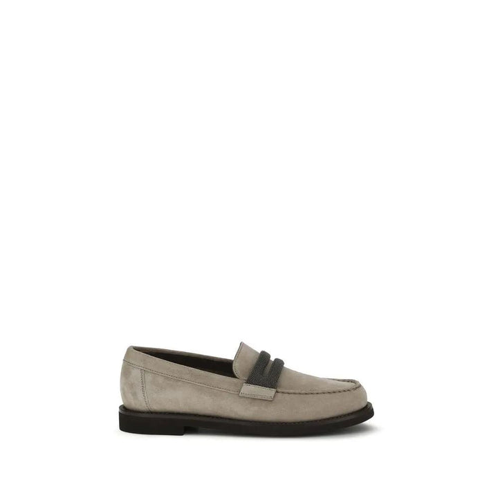 Brunello Cucinelli Sample Sale | Brunello Cucinelli Gray Calf Leather Bos Taurus Slip-On Loafers - | Designer outlet