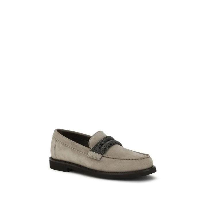 Brunello Cucinelli Sample Sale | Brunello Cucinelli Gray Calf Leather Bos Taurus Slip-On Loafers - | Designer outlet
