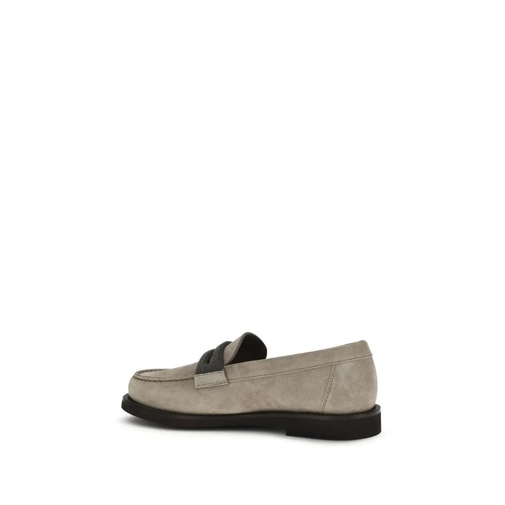 Brunello Cucinelli Sample Sale | Brunello Cucinelli Gray Calf Leather Bos Taurus Slip-On Loafers - | Designer outlet