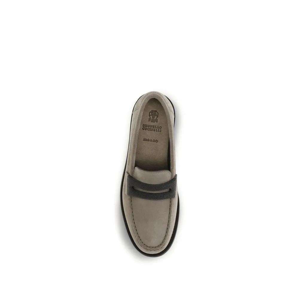 Brunello Cucinelli Sample Sale | Brunello Cucinelli Gray Calf Leather Bos Taurus Slip-On Loafers - | Designer outlet