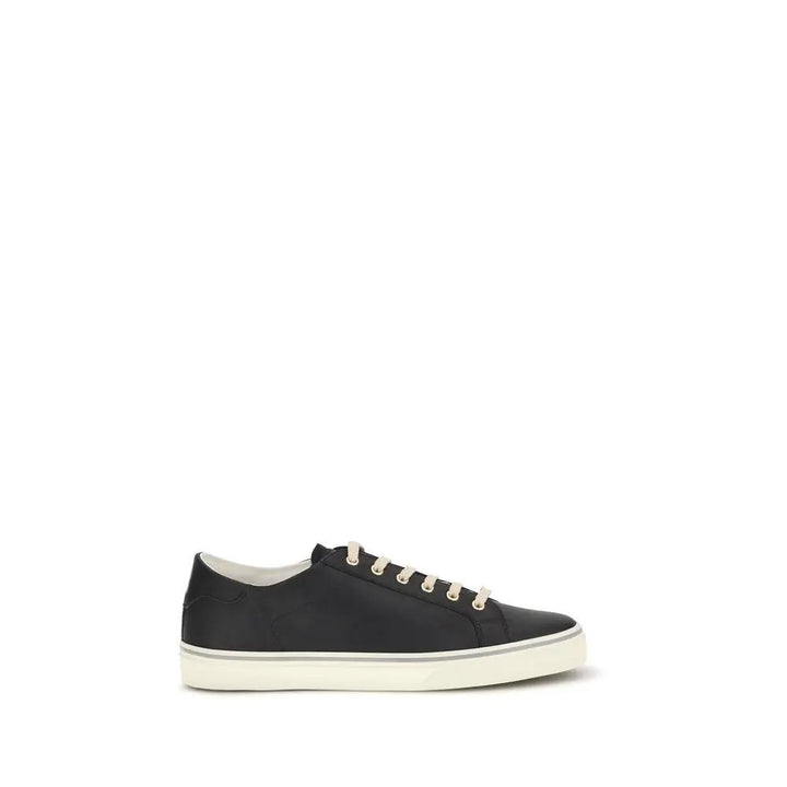 Brunello Cucinelli Sample Sale | Brunello Cucinelli Black Calf Leather Bos Taurus Low Top Sneakers - | Designer outlet