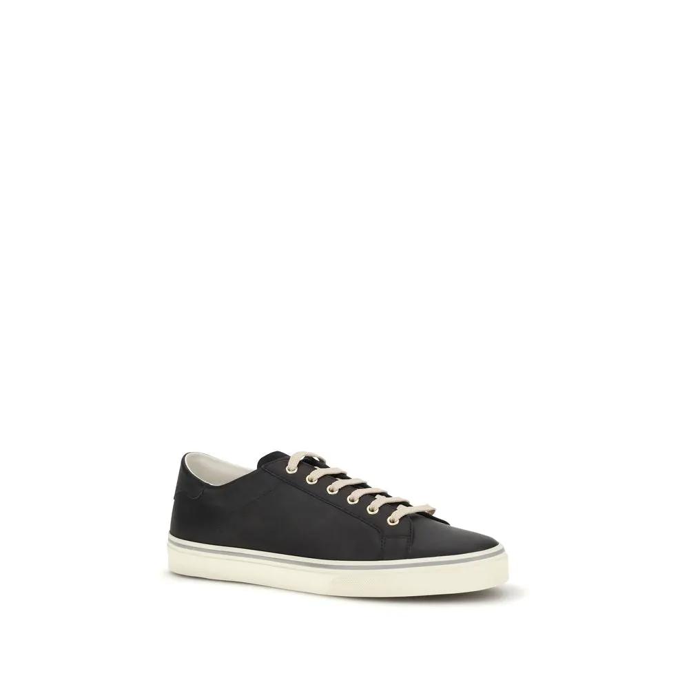Brunello Cucinelli Sample Sale | Brunello Cucinelli Black Calf Leather Bos Taurus Low Top Sneakers - | Designer outlet
