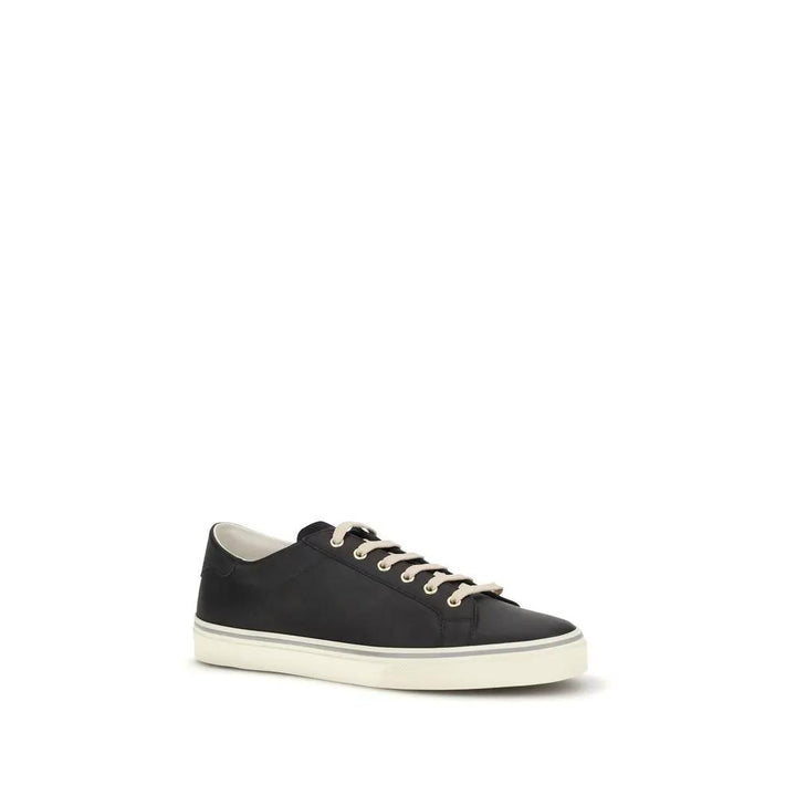 Brunello Cucinelli Sample Sale | Brunello Cucinelli Black Calf Leather Bos Taurus Low Top Sneakers - | Designer outlet