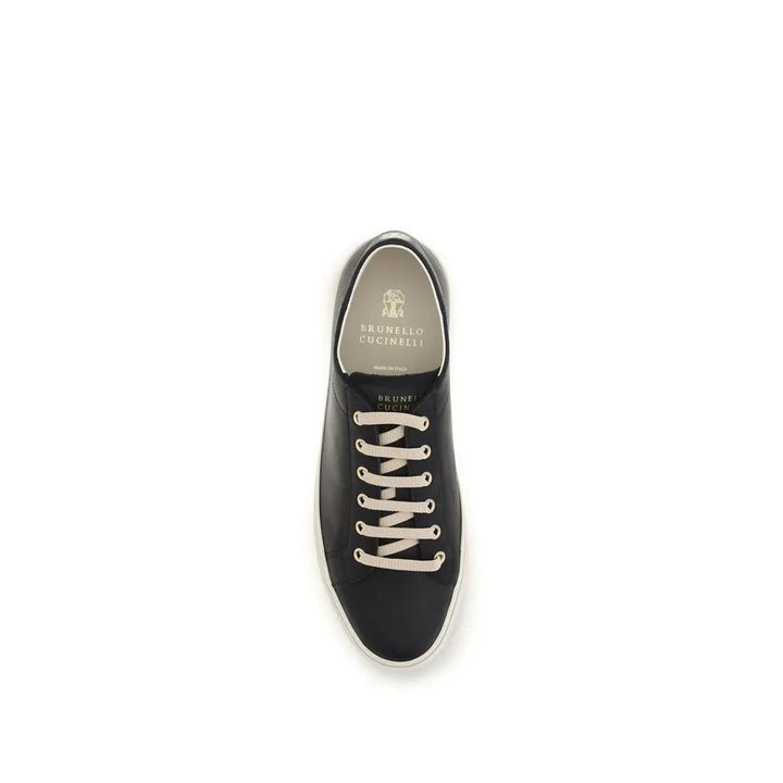 Brunello Cucinelli Sample Sale | Brunello Cucinelli Black Calf Leather Bos Taurus Low Top Sneakers - | Designer outlet