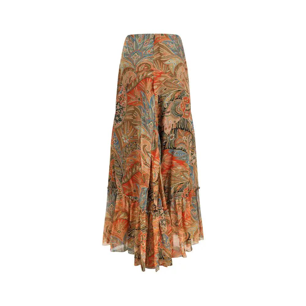 Etro Sample Sale | Etro Multicolor Silk Long Skirt - | Designer outlet
