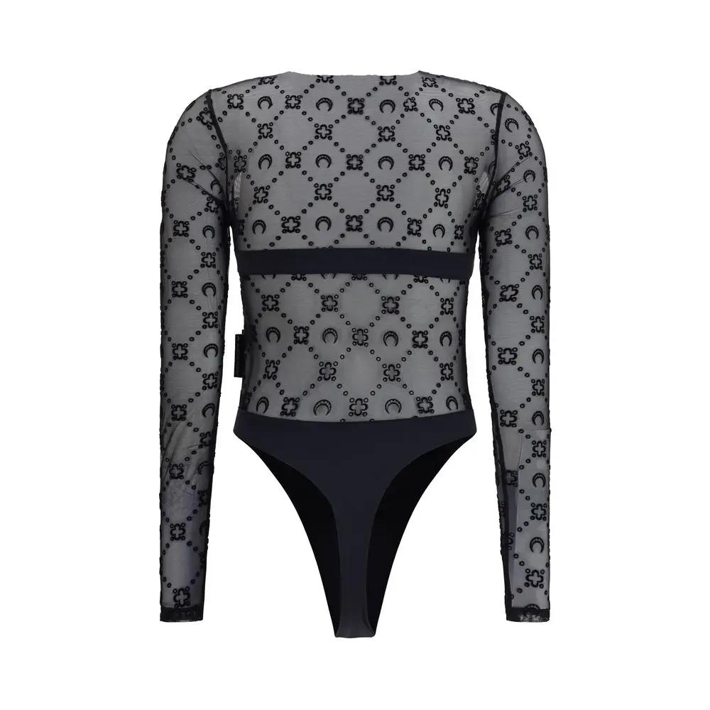 Marine Serre Sample Sale | Marine Serre Black Polyamide Bodysuit - | Designer outlet