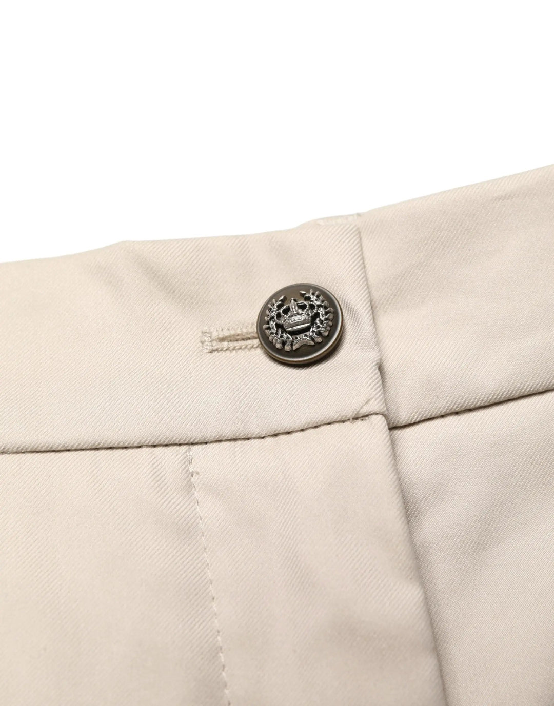 Dolce &amp; Gabbana Beige Cotton Mid Waist Cropped Trouser Pants
