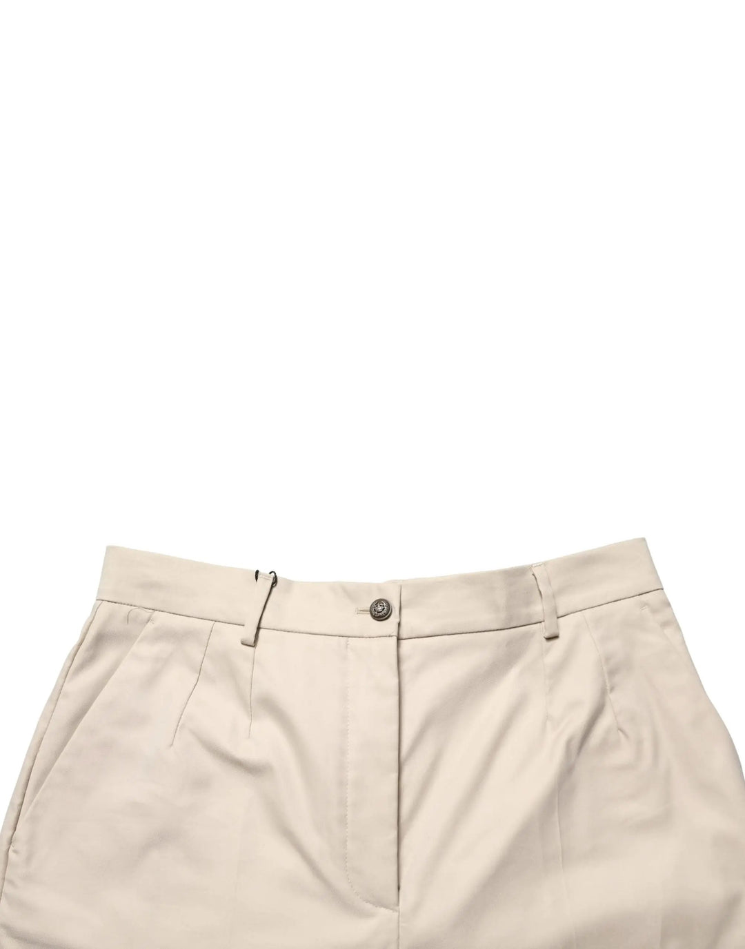 Dolce &amp; Gabbana Beige Cotton Mid Waist Cropped Trouser Pants