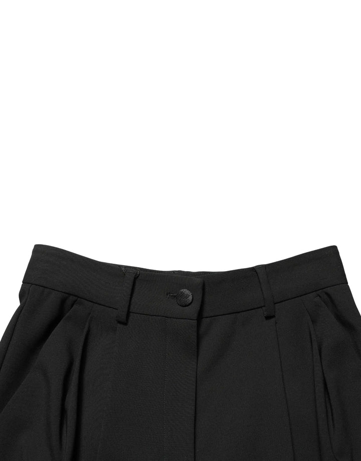 Dolce &amp; Gabbana Black Wool High Waist Cropped Trouser Pants