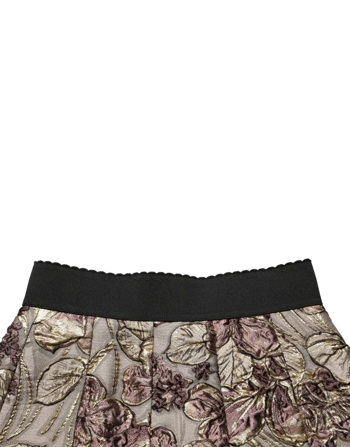 Dolce &amp; Gabbana Multicolor Floral Jacquard A-LineMini Skirt