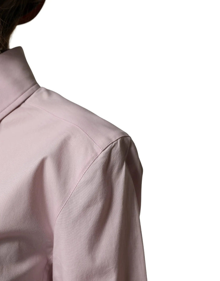 Dolce &amp; Gabbana Pink Cotton Long Sleeves Collared Shirt Top