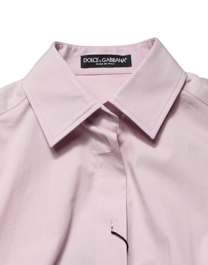Dolce &amp; Gabbana Pink Cotton Long Sleeves Collared Shirt Top