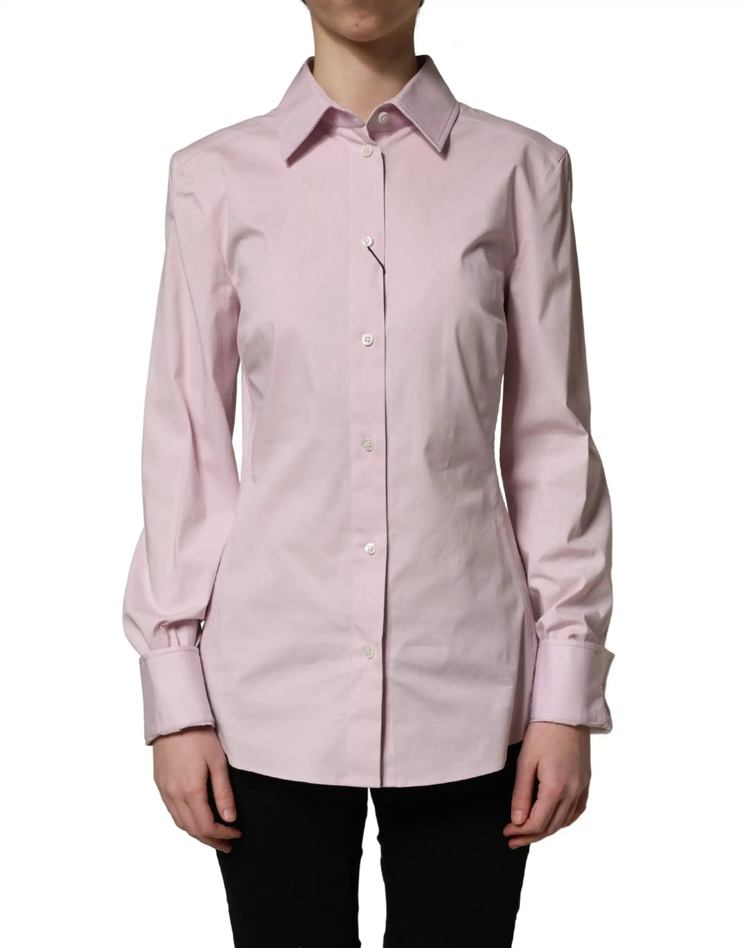 Dolce &amp; Gabbana Pink Cotton Long Sleeves Collared Shirt Top