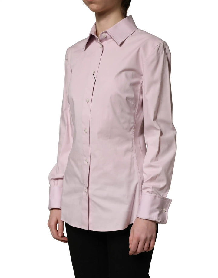 Dolce &amp; Gabbana Pink Cotton Long Sleeves Collared Shirt Top