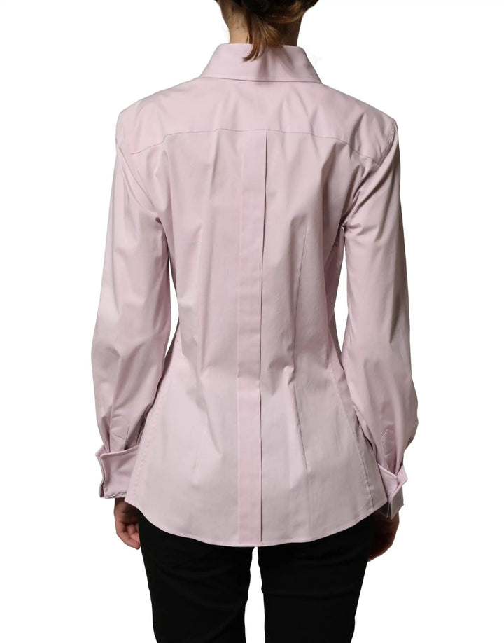 Dolce &amp; Gabbana Pink Cotton Long Sleeves Collared Shirt Top
