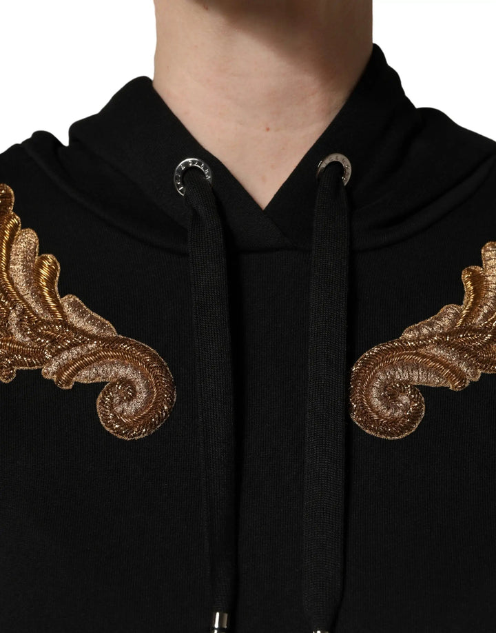Dolce &amp; Gabbana Black Embroidered Tassel Hooded Sweatshirt Sweater