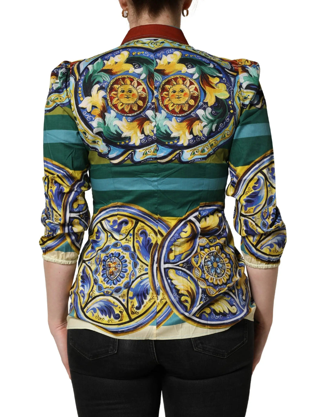 Dolce &amp; Gabbana Multicolor Majolica Print Cotton Blouse Top