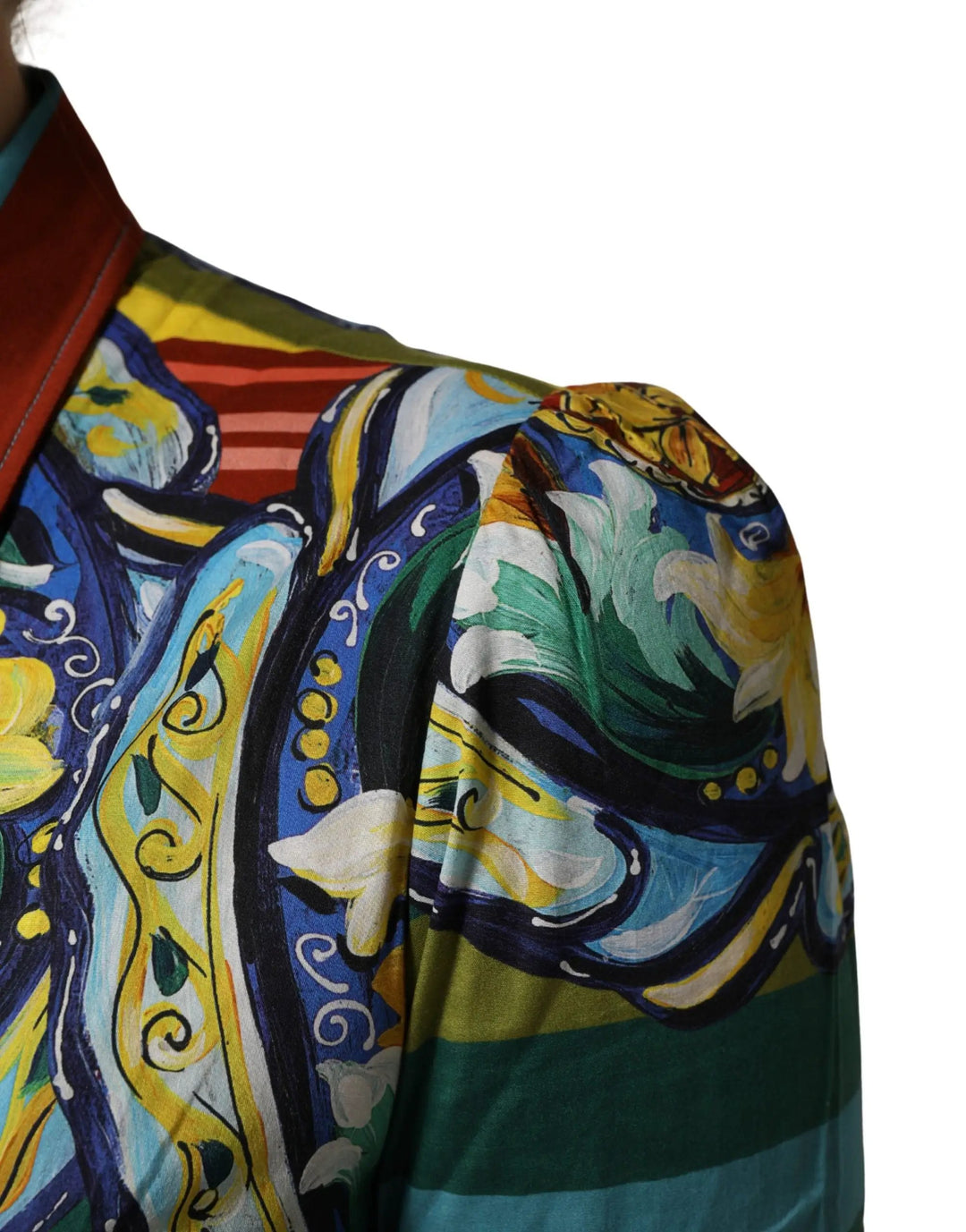 Dolce &amp; Gabbana Multicolor Majolica Print Cotton Blouse Top