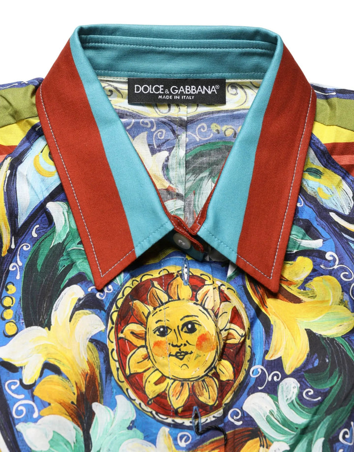 Dolce &amp; Gabbana Multicolor Majolica Print Cotton Blouse Top
