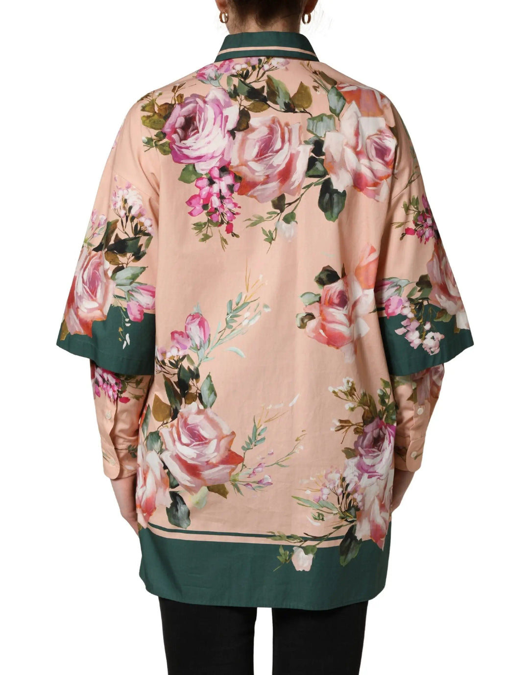 Dolce &amp; Gabbana Pink Floral Cotton Button Front Shirt Top
