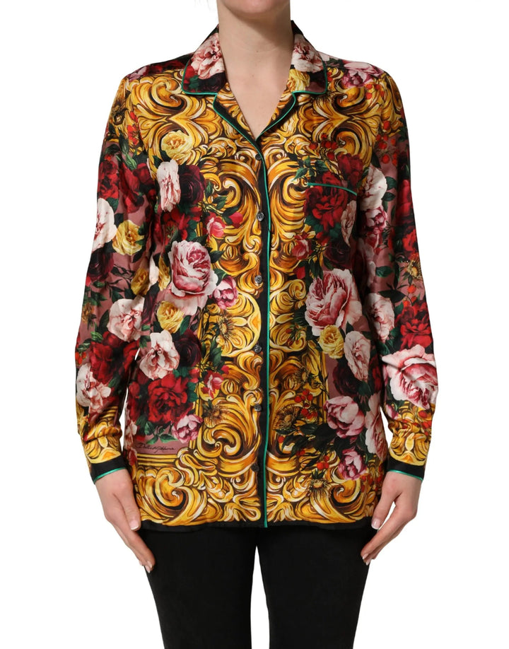 Dolce &amp; Gabbana Sample Sale | Dolce &amp; Gabbana Multicolor Floral Long Sleeves Button Down Shirt Top - | Designer outlet