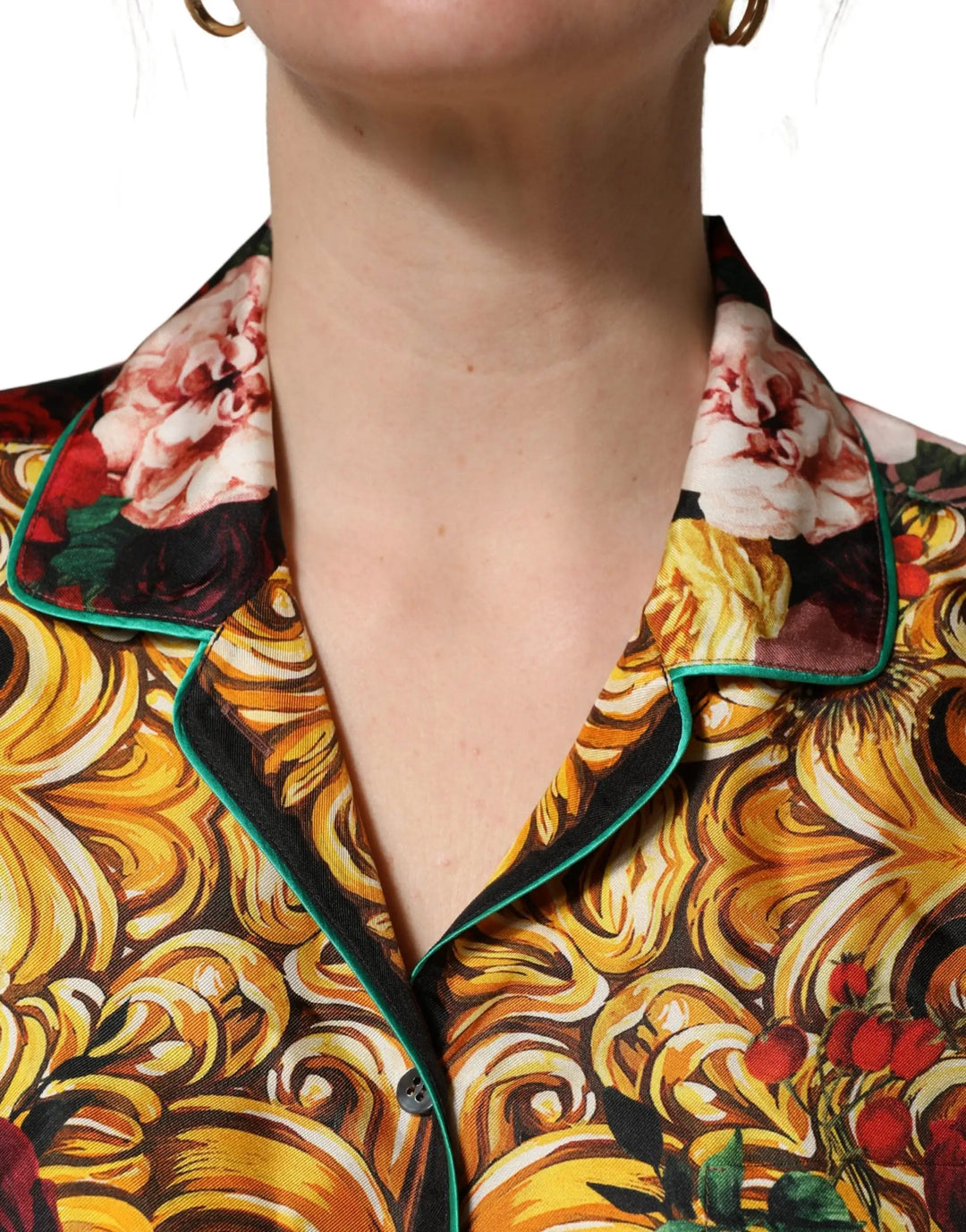 Dolce &amp; Gabbana Multicolor Floral Long Sleeves Button Down Shirt Top