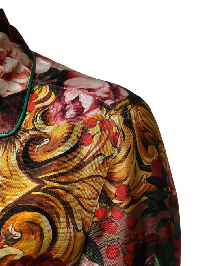 Dolce &amp; Gabbana Multicolor Floral Long Sleeves Button Down Shirt Top