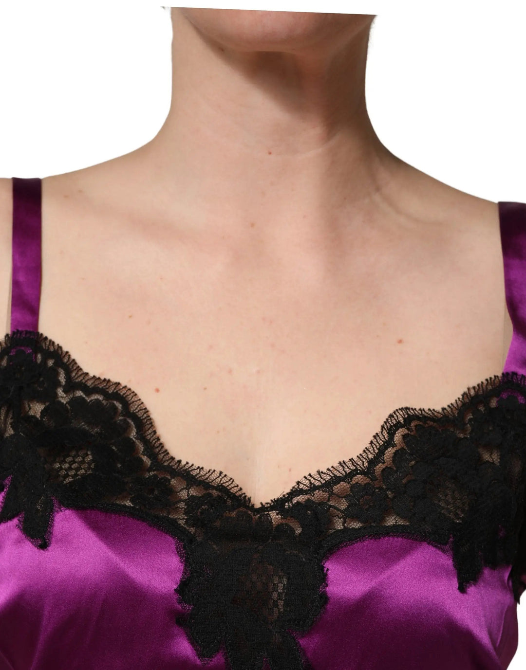 Dolce &amp; Gabbana Purple Silk Lace Trim Camisole Sleeveless Tank Top