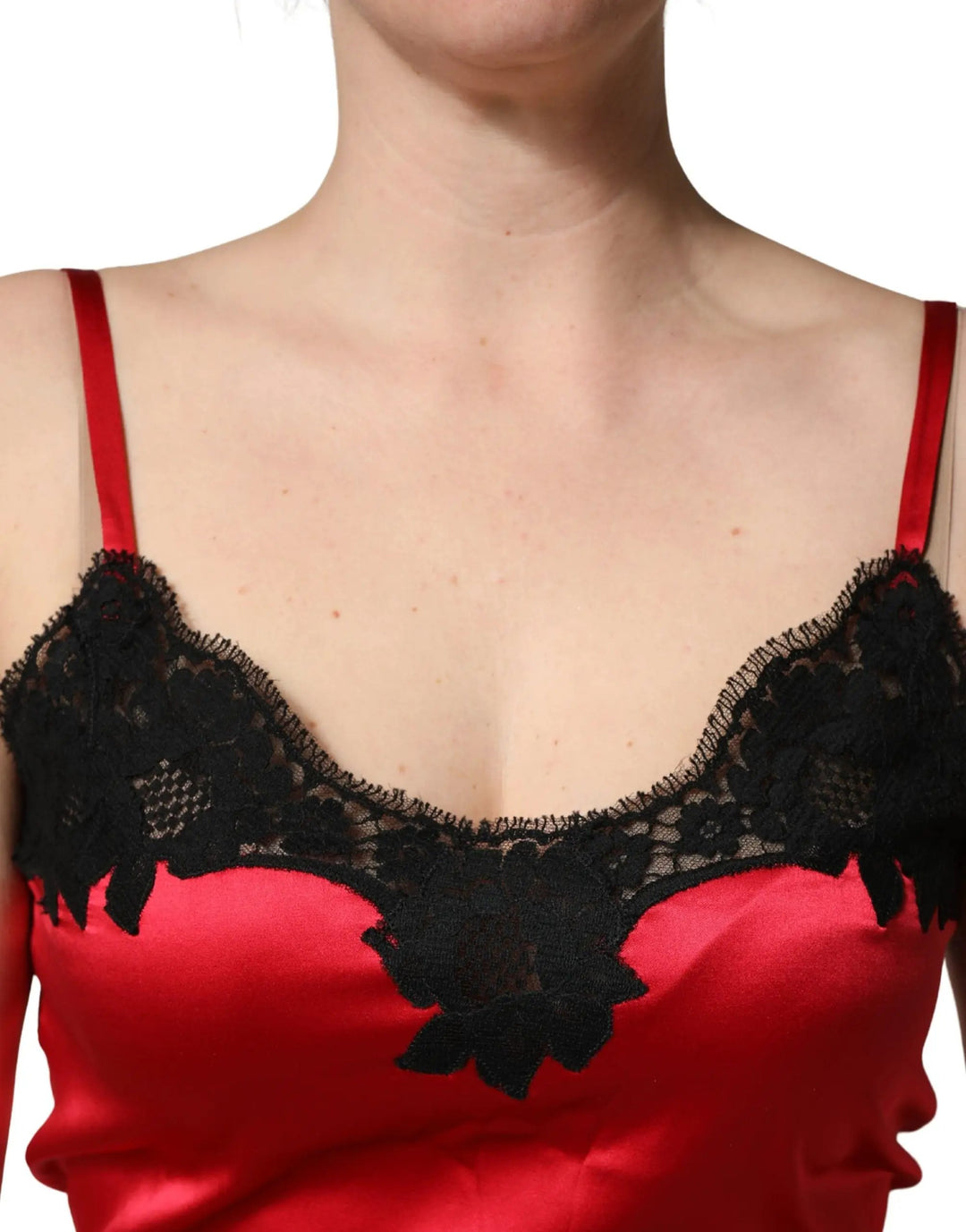 Dolce &amp; Gabbana Red Silk Lace Trim Camisole Sleeveless Tank Top