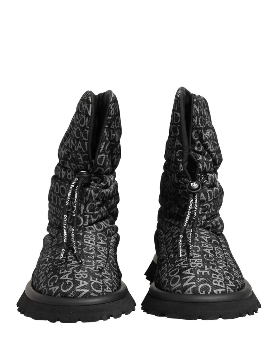 Dolce &amp; Gabbana Sample Sale | Dolce &amp; Gabbana Black Logo Print Lace Up Snow Boots Shoes - | Designer outlet
