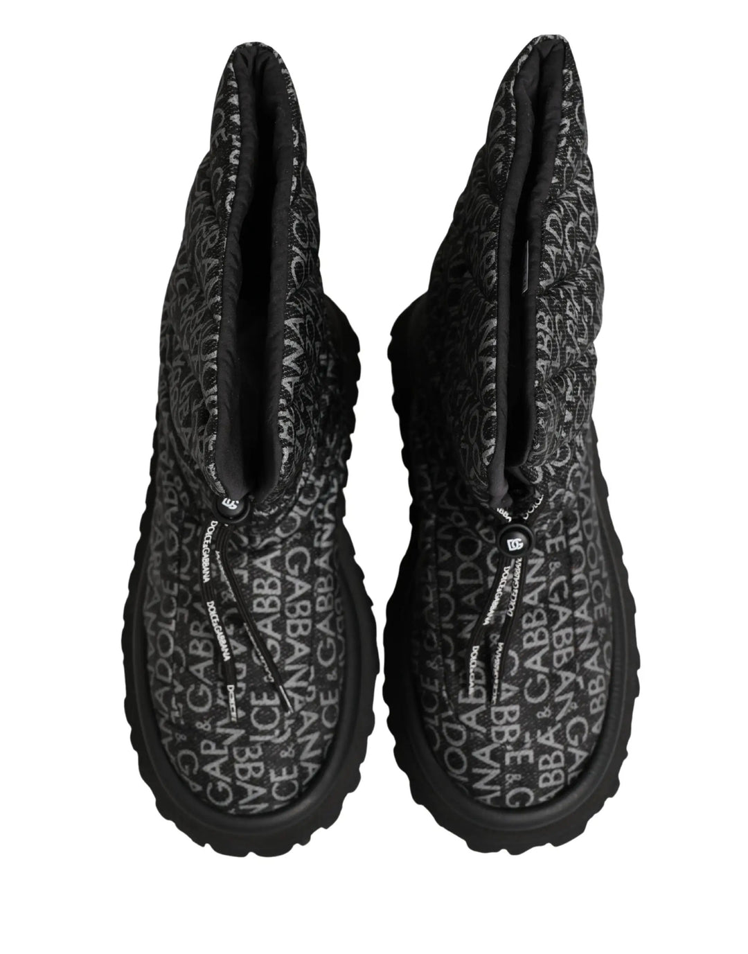 Dolce &amp; Gabbana Sample Sale | Dolce &amp; Gabbana Black Logo Print Lace Up Snow Boots Shoes - | Designer outlet